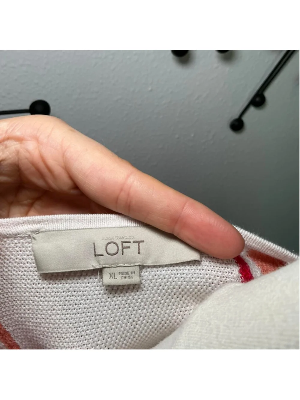 LOFT striped knit sweater top pink red peach tie front boho size XL - Picture 4 of 4